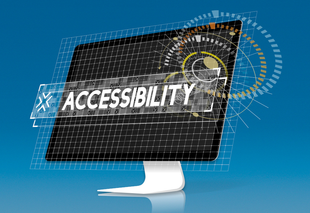 schermo del computer con popup grafico di parole di accessibilita
