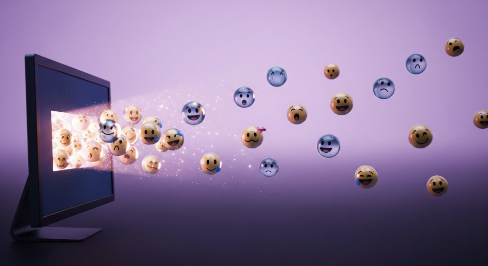 emoji che vengono proiettate dallo schermo del computer